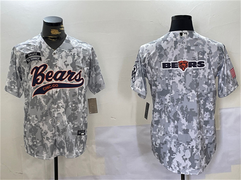 Men's Chicago Bears Team Big Logo 2024 Arctic Camo Salute to Service Stitched Baseball Jersey Men's Chicago Bears Team Big Logo 2024 Arctic Camo Salute to Service Stitched Baseball Jersey